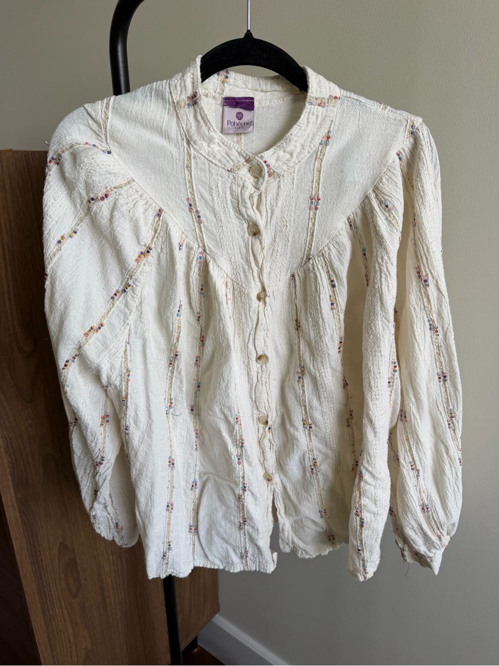 Ivory Button-Down Peasant Blouse - Picture 15 of 15
